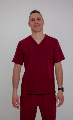 Bluza Medyczna Męska Light - Wine Red - Scrubsheep