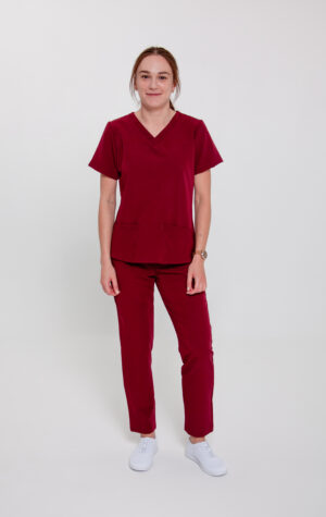 Spodnie Medyczne Damskie Light - Wine Red - Scrubsheep