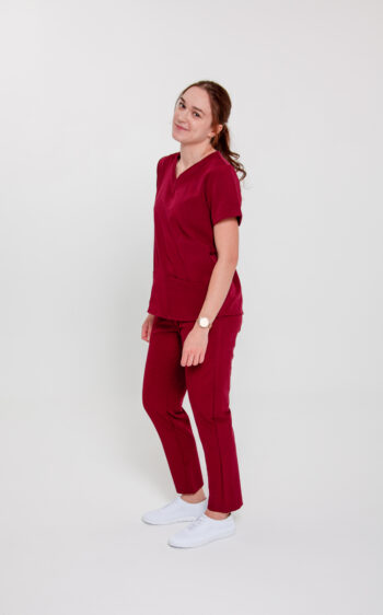 Bluza Medyczna Damska Light - Wine Red - Scrubsheep