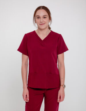 Bluza Medyczna Damska Light - Wine Red - Scrubsheep