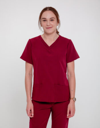 Bluza Medyczna Damska Light - Wine Red - Scrubsheep