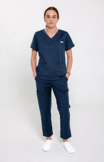 Spodnie Medyczne Damskie Comfy Straight - Navy Blue - Scrubsheep