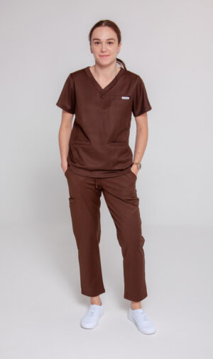 Komplet Medyczny Damski Comfy Straight - Chocolate Brown - Scrubsheep