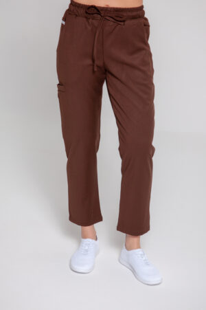Spodnie Medyczne Damskie Comfy Straight - Chocolate Brown - Scrubsheep