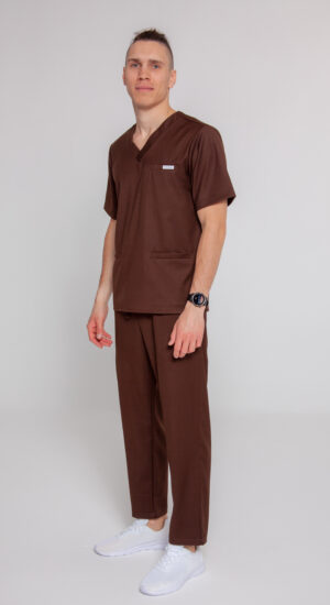 Spodnie Medyczne Męskie Comfy Straight - Chocolate Brown - Scrubsheep